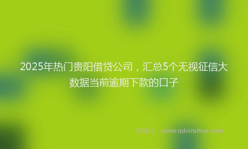 2025年热门贵阳借贷公司，汇总5个无视征信大数据当前逾期下款的口子