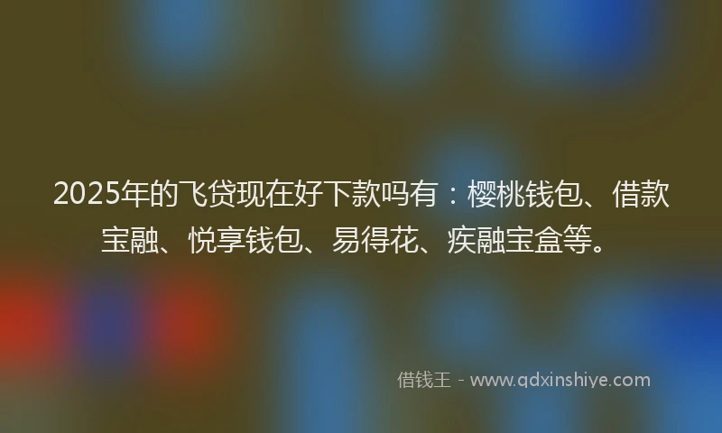 2025年的飞贷现在好下款吗有：樱桃钱包、借款宝融、悦享钱包、易得花、疾融宝盒等。