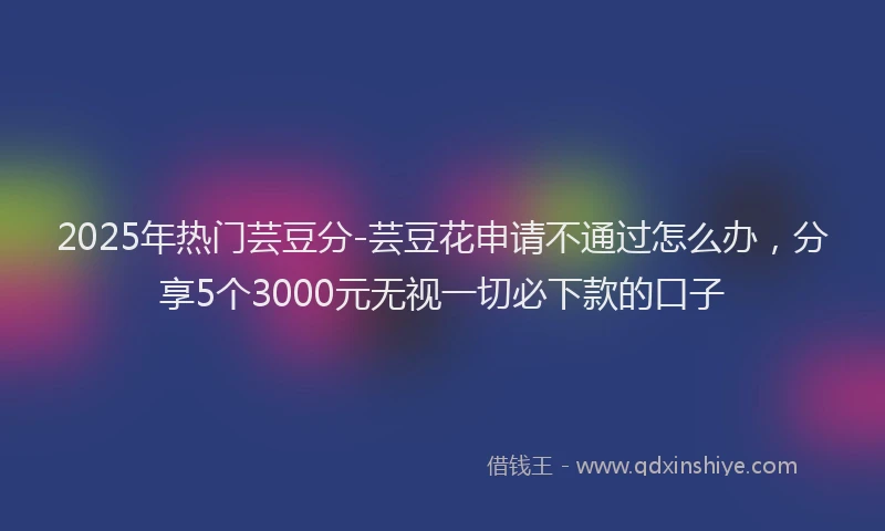 2025年热门芸豆分-芸豆花申请不通过怎么办,分享5个3000元无视一切必下款的口子