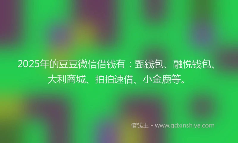 2025年的豆豆微信借钱有：甄钱包、融悦钱包、大利商城、拍拍速借、小金鹿等。