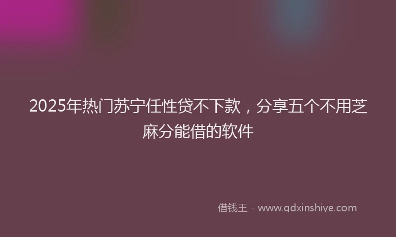 2025年热门苏宁任性贷不下款,分享五个不用芝麻分能借的软件