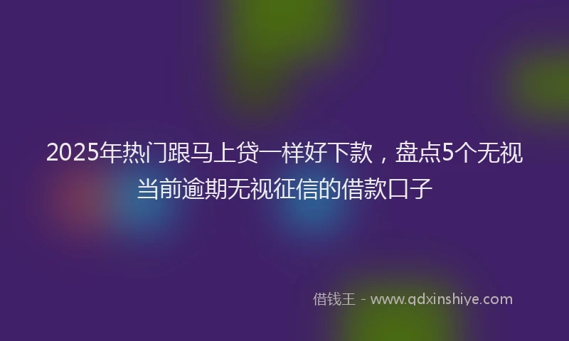2025年热门跟马上贷一样好下款，盘点5个无视当前逾期无视征信的借款口子