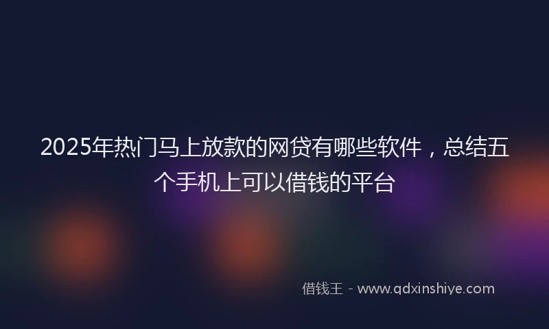2025年热门马上放款的网贷有哪些软件，总结五个手机上可以借钱的平台