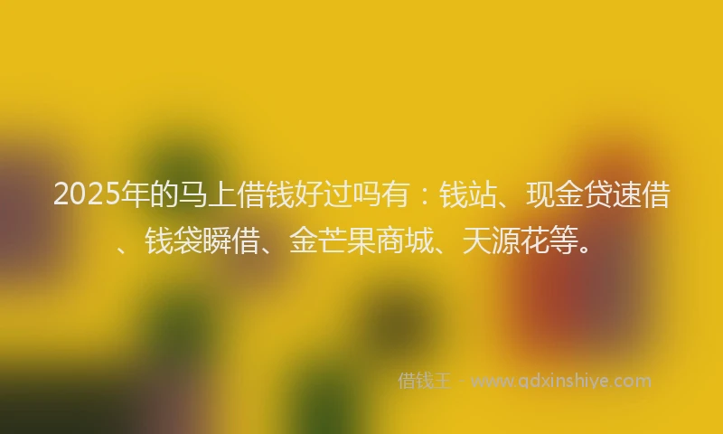 2025年的马上借钱好过吗有:钱站、现金贷速借、钱袋瞬借、金芒果商城、天源花等。