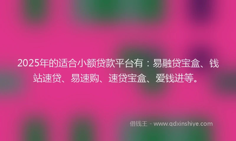 2025年的适合小额贷款平台有：易融贷宝盒、钱站速贷、易速购、速贷宝盒、爱钱进等。