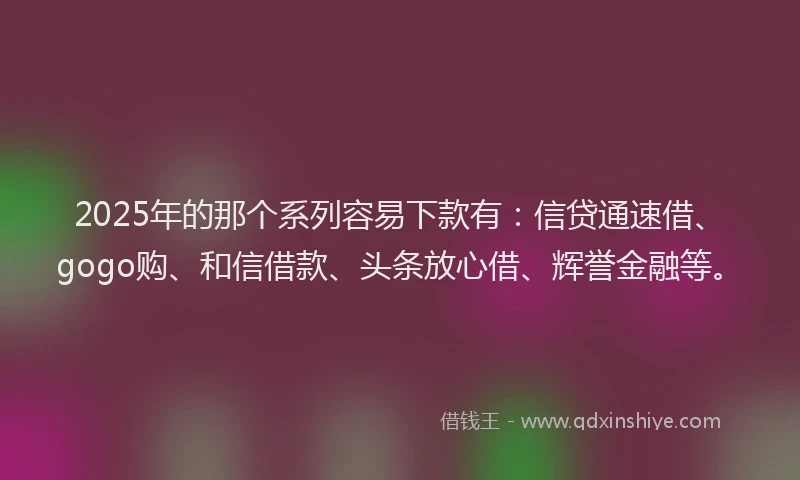 2025年的那个系列容易下款有：信贷通速借、gogo购、和信借款、头条放心借、辉誉金融等。