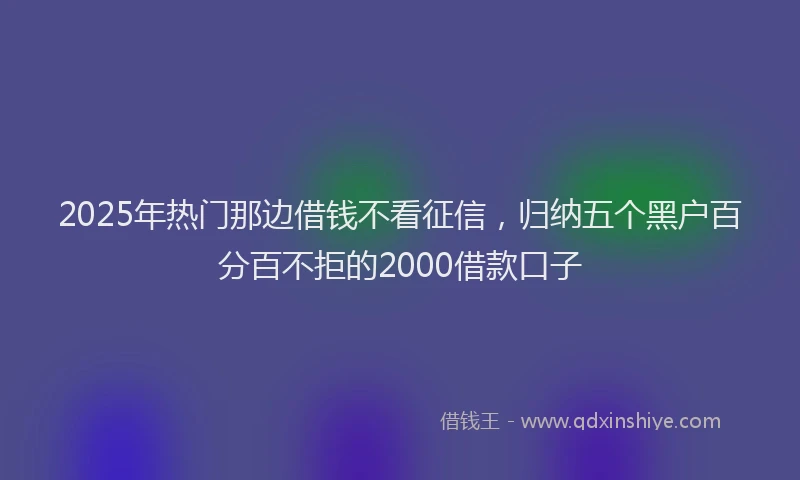 2025年热门那边借钱不看征信,归纳五个黑户百分百不拒的2000借款口子
