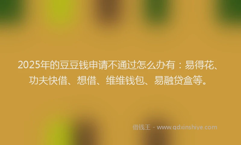 2025年的豆豆钱申请不通过怎么办有：易得花、功夫快借、想借、维维钱包、易融贷盒等。