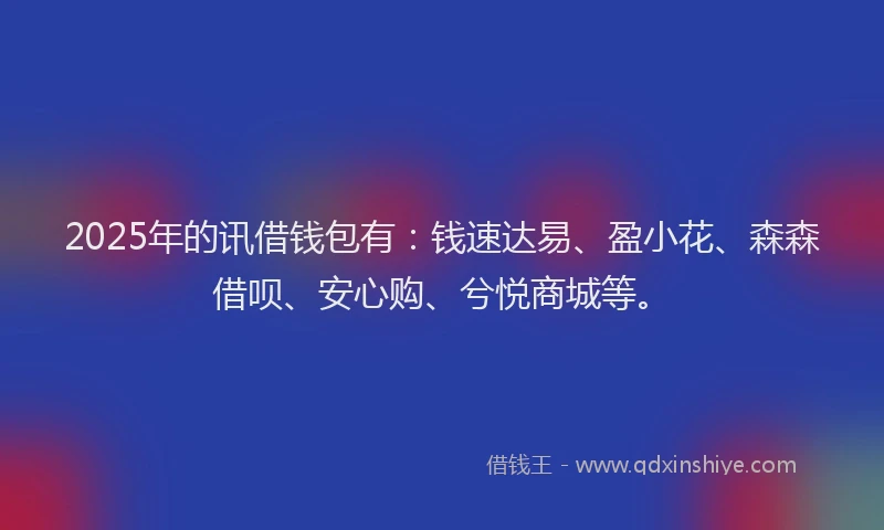 2025年的讯借钱包有：钱速达易、盈小花、森森借呗、安心购、兮悦商城等。
