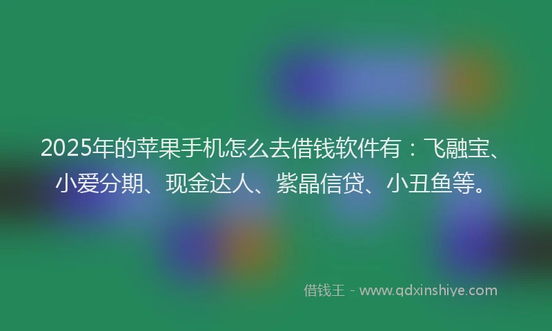 2025年的苹果手机怎么去借钱软件有：飞融宝、小爱分期、现金达人、紫晶信贷、小丑鱼等。