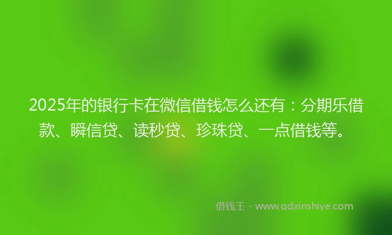 2025年的银行卡在微信借钱怎么还有:分期乐借款、瞬信贷、读秒贷、珍珠贷、一点借钱等。