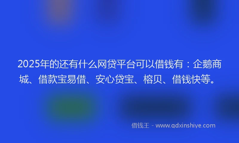 2025年的还有什么网贷平台可以借钱有：企鹅商城、借款宝易借、安心贷宝、榕贝、借钱快等。