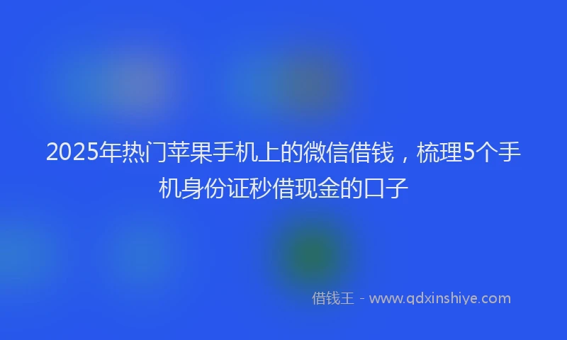 2025年热门苹果手机上的微信借钱，梳理5个手机身份证秒借现金的口子
