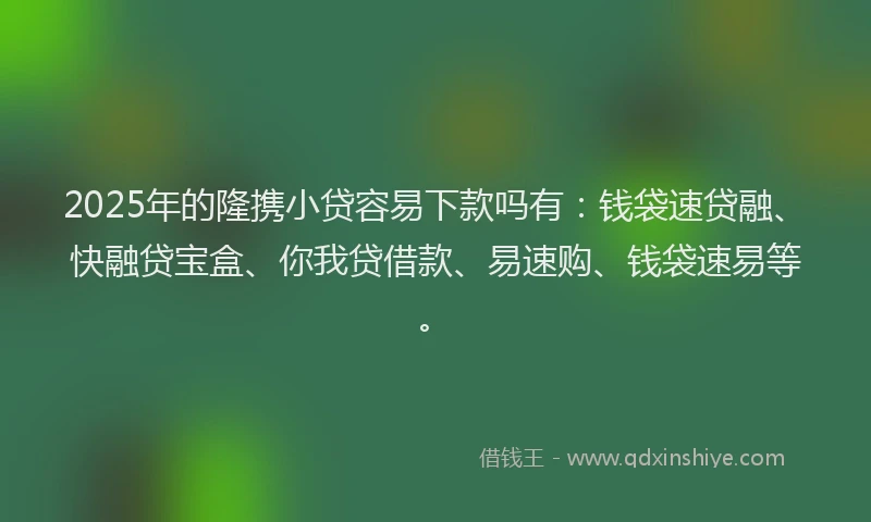 2025年的隆携小贷容易下款吗有：钱袋速贷融、快融贷宝盒、你我贷借款、易速购、钱袋速易等。