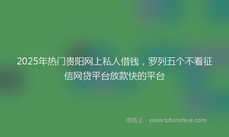 2025年热门贵阳网上私人借钱，罗列五个不看征信网贷平台放款快的平台