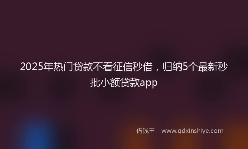 2025年热门贷款不看征信秒借，归纳5个最新秒批小额贷款app