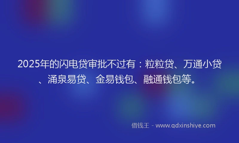 2025年的闪电贷审批不过有：粒粒贷、万通小贷、涌泉易贷、金易钱包、融通钱包等。