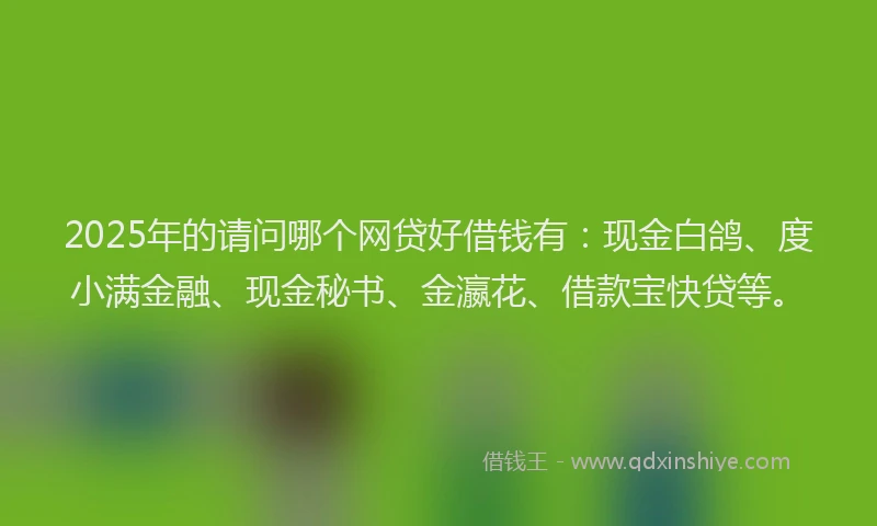 2025年的请问哪个网贷好借钱有：现金白鸽、度小满金融、现金秘书、金瀛花、借款宝快贷等。