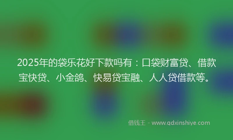 2025年的袋乐花好下款吗有：口袋财富贷、借款宝快贷、小金鸽、快易贷宝融、人人贷借款等。