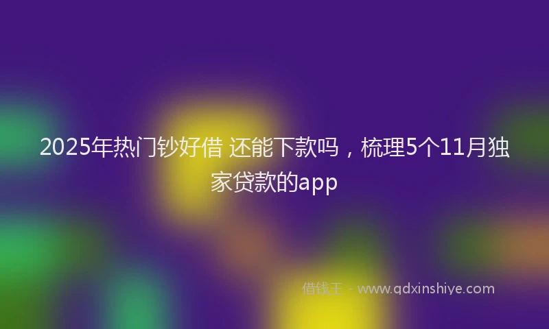 2025年热门钞好借 还能下款吗,梳理5个11月独家贷款的app