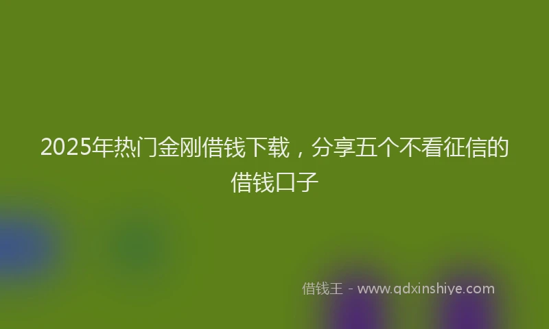 2025年热门金刚借钱下载，分享五个不看征信的借钱口子