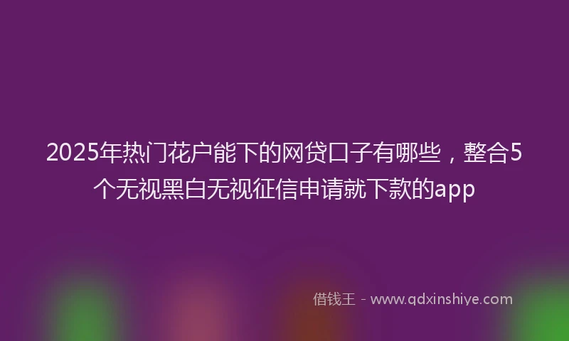 2025年热门花户能下的网贷口子有哪些，整合5个无视黑白无视征信申请就下款的app