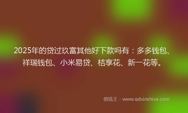 2025年的贷过玖富其他好下款吗有：多多钱包、祥瑞钱包、小米易贷、桔享花、新一花等。