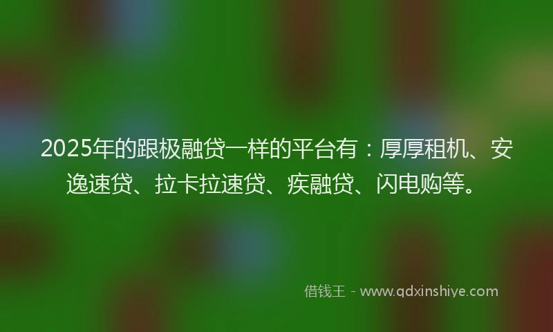 2025年的跟极融贷一样的平台有：厚厚租机、安逸速贷、拉卡拉速贷、疾融贷、闪电购等。