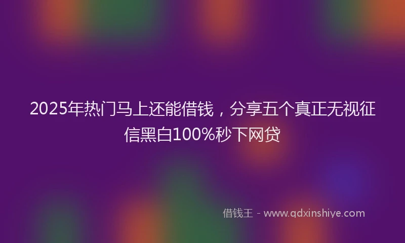 2025年热门马上还能借钱，分享五个真正无视征信黑白100%秒下网贷