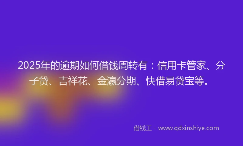 2025年的逾期如何借钱周转有:信用卡管家、分子贷、吉祥花、金瀛分期、快借易贷宝等。