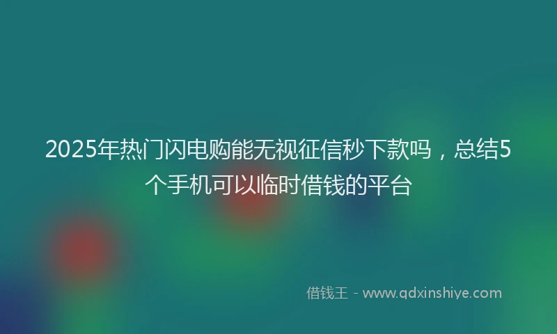 2025年热门闪电购能无视征信秒下款吗,总结5个手机可以临时借钱的平台