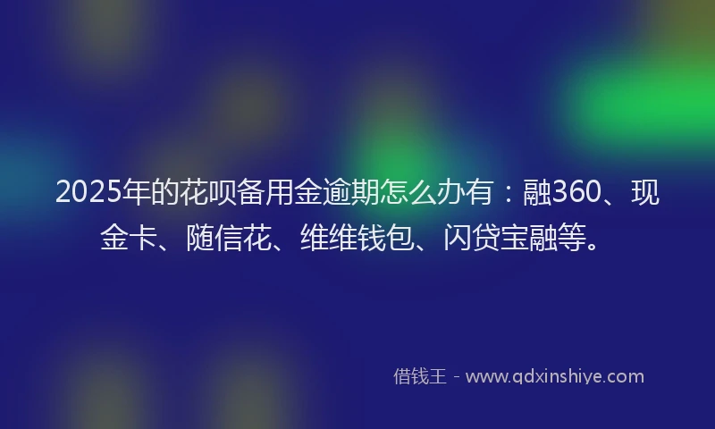 2025年的花呗备用金逾期怎么办有：融360、现金卡、随信花、维维钱包、闪贷宝融等。