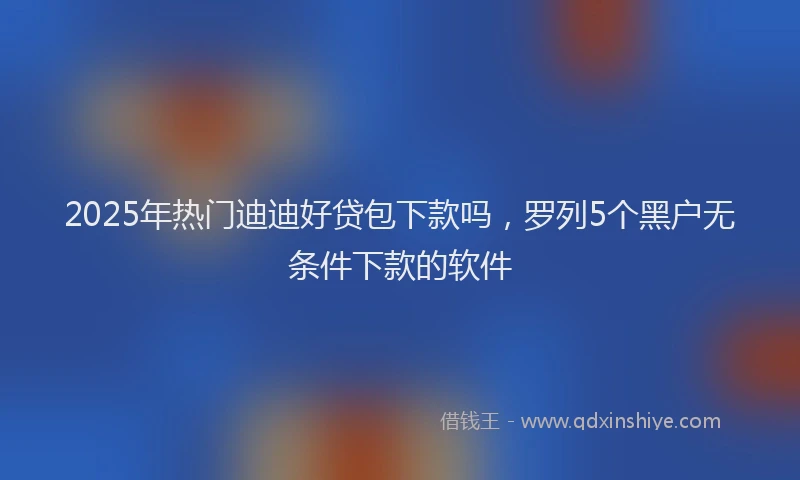 2025年热门迪迪好贷包下款吗,罗列5个黑户无条件下款的软件