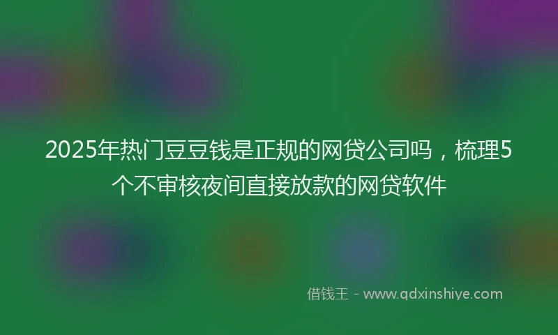 2025年热门豆豆钱是正规的网贷公司吗，梳理5个不审核夜间直接放款的网贷软件