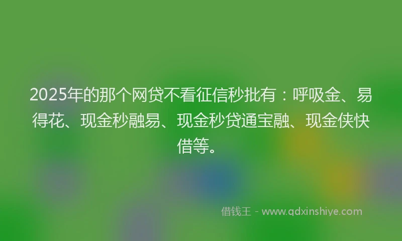 2025年的那个网贷不看征信秒批有：呼吸金、易得花、现金秒融易、现金秒贷通宝融、现金侠快借等。