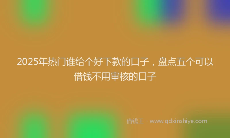 2025年热门谁给个好下款的口子，盘点五个可以借钱不用审核的口子