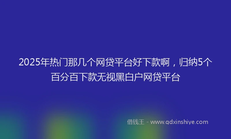 2025年热门那几个网贷平台好下款啊,归纳5个百分百下款无视黑白户网贷平台