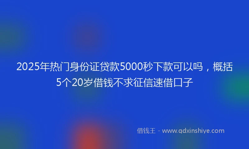 2025年热门身份证贷款5000秒下款可以吗,概括5个20岁借钱不求征信速借口子
