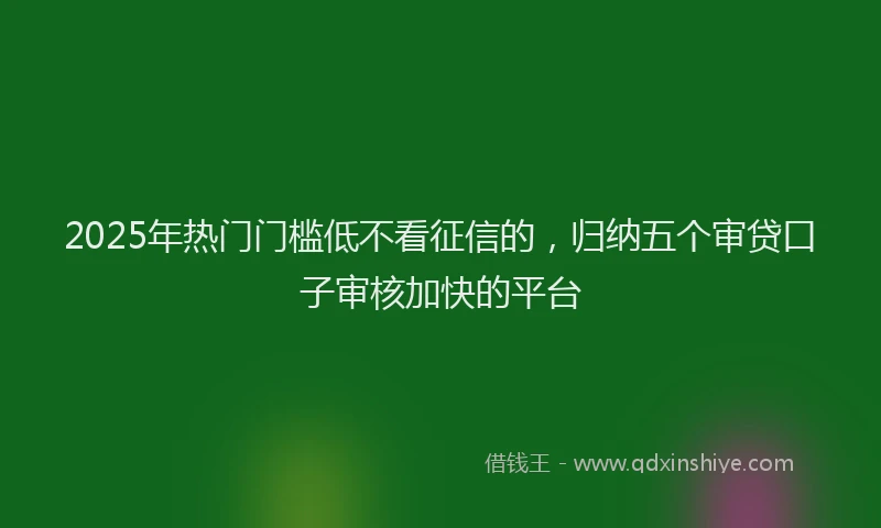 2025年热门门槛低不看征信的，归纳五个审贷口子审核加快的平台