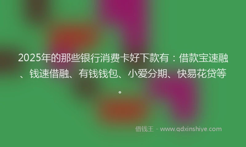 2025年的那些银行消费卡好下款有:借款宝速融、钱速借融、有钱钱包、小爱分期、快易花贷等。
