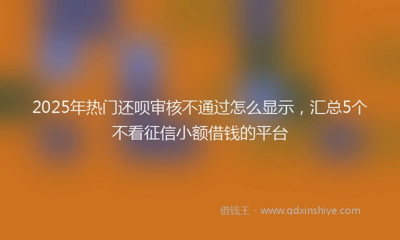 2025年热门还呗审核不通过怎么显示，汇总5个不看征信小额借钱的平台
