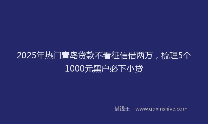 2025年热门青岛贷款不看征信借两万，梳理5个1000元黑户必下小贷