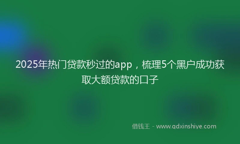2025年热门贷款秒过的app，梳理5个黑户成功获取大额贷款的口子