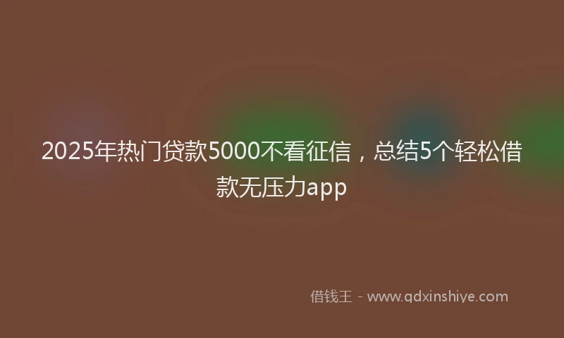 2025年热门贷款5000不看征信，总结5个轻松借款无压力app