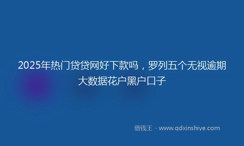 2025年热门贷贷网好下款吗，罗列五个无视逾期大数据花户黑户口子
