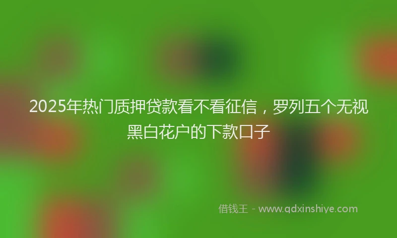 2025年热门质押贷款看不看征信，罗列五个无视黑白花户的下款口子