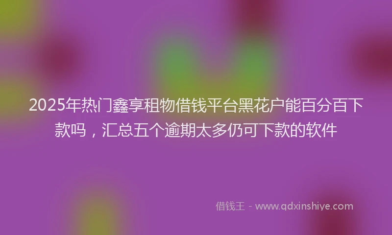 2025年热门鑫享租物借钱平台黑花户能百分百下款吗,汇总五个逾期太多仍可下款的软件