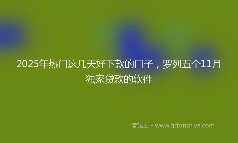 2025年热门这几天好下款的口子,罗列五个11月独家贷款的软件