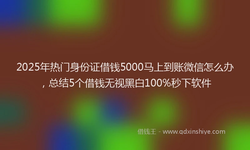 2025年热门身份证借钱5000马上到账微信怎么办,总结5个借钱无视黑白100%秒下软件
