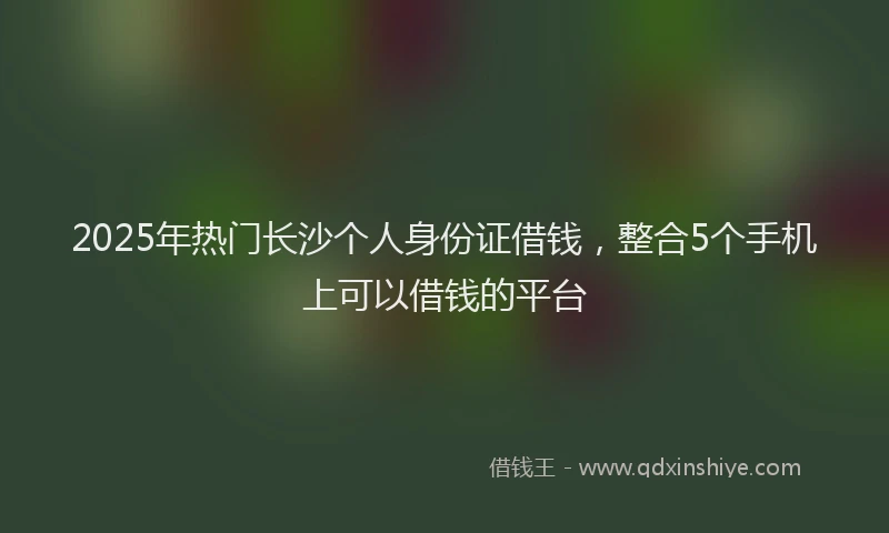 2025年热门长沙个人身份证借钱,整合5个手机上可以借钱的平台